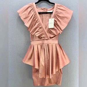 Mulla Marlie Cocktail dress salmon. Wedding guest, formal zip back, above knee